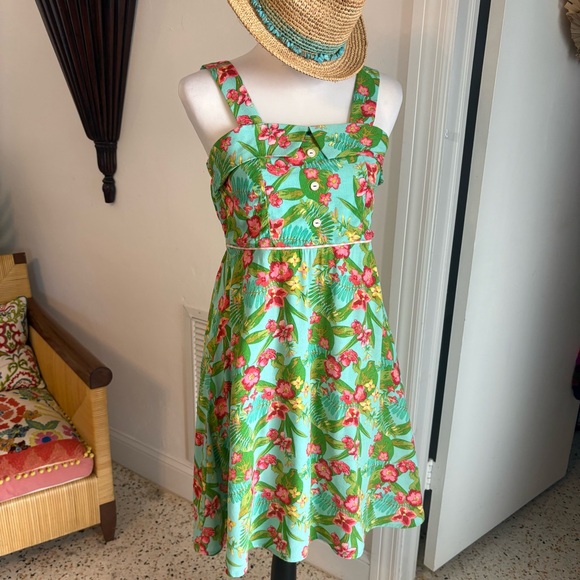 MATILDA JANE Girls 14 Turquoise & Pink Floral Print Sun Dress! New! Lined! - Picture 1 of 16